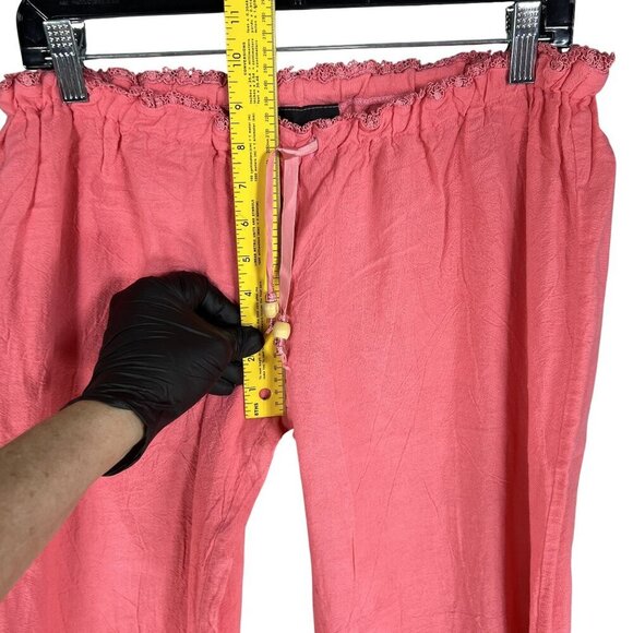 Oh My Gauze Women M Coral Smocked Strapless Top Wide Leg Pant Two Piece Set Boho - Picture 12 of 16